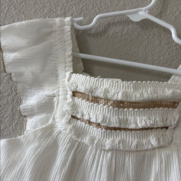 Peek Off White Ruffle Sleeve Top NWT size 6/7 - Picture 2 of 4